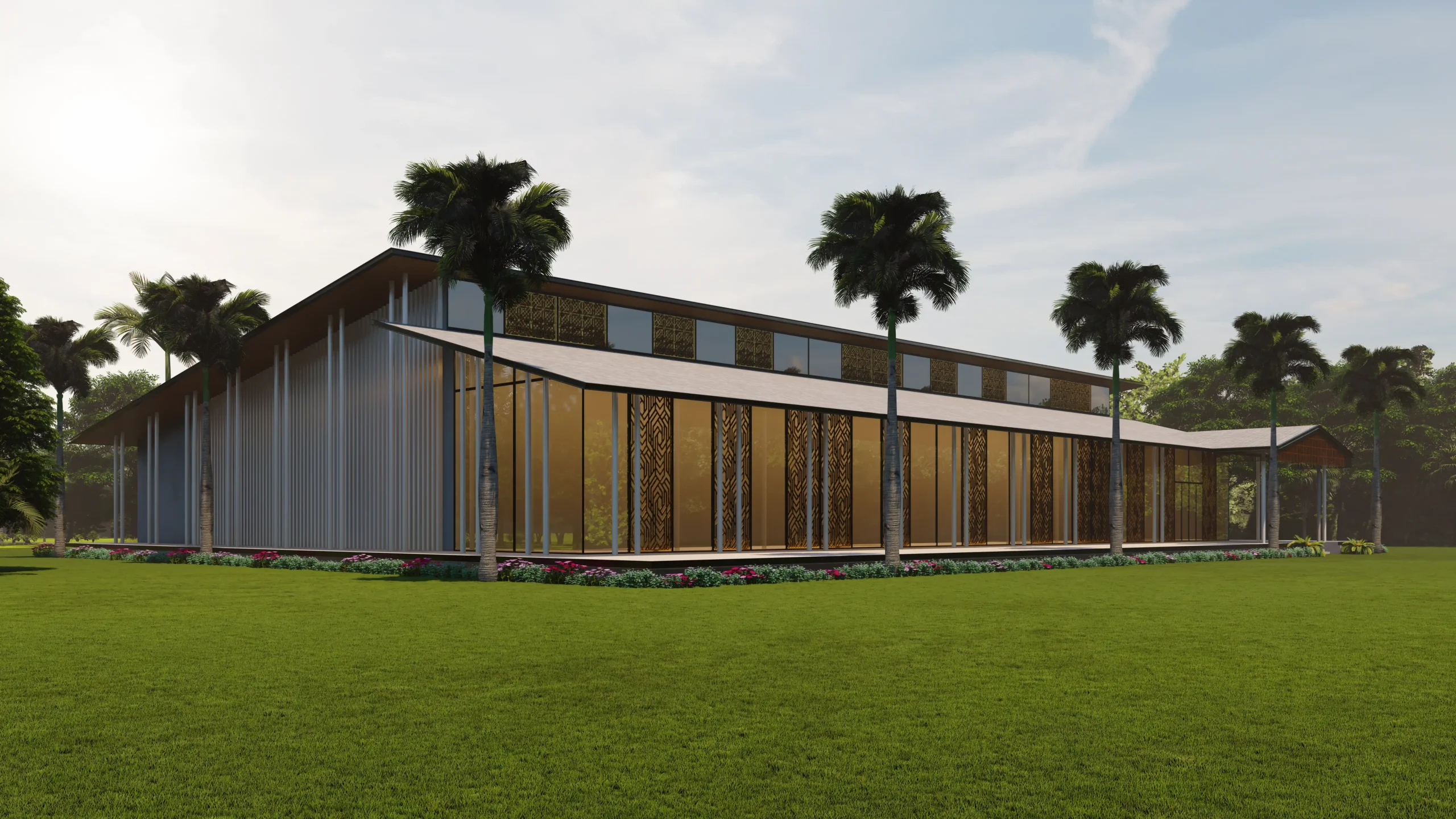 Supraja Sindhu Sarovar gated community entrance with resort-style ambience and open residential plots near Hyderabad